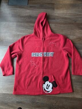 Vintage Y2K Disney Mickey Mouse Fleece Full Zip Up Hoodie Embroidered Womens 2X
